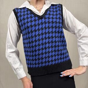 Houndstooth Sweater Vest Shirt Combo | Size S | 90s Y2K Preppy Layered Look